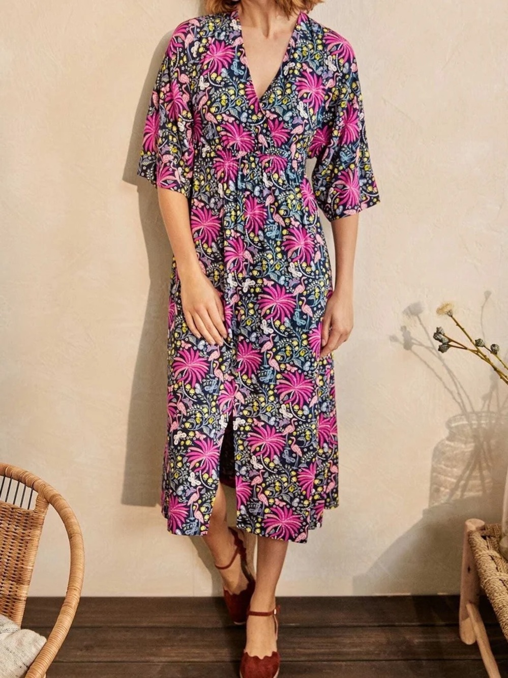 Boden Tropical Flamingo Print Dress Size US 12